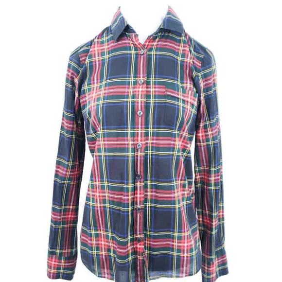 J. CREW Factory Perfect Fit Tartan Plaid Button Down Shirt Small Long Sleeve - Picture 2 of 8